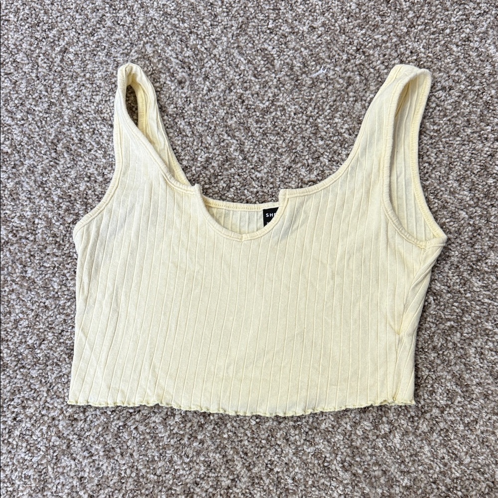 Yellow Ribbed Crop Top
